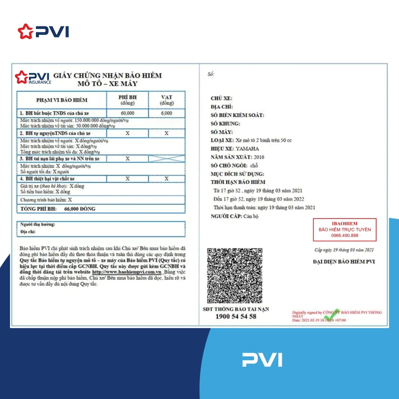 Giấy chứng nhận bảo hiểm xe máy điện tử