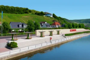 Landing stage at the Moselle river in Schengen