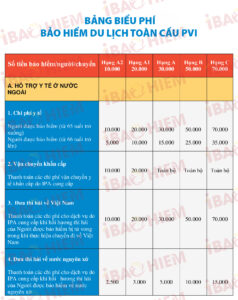 Bang quyen loi Bao hiem du lich PVI
