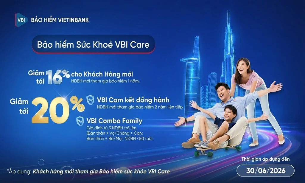 Chương trình ưu đãi Bảo hiểm sức khỏe VBI Care